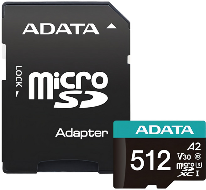 ADATA 威剛 Premier Pro microSDXC UHS-I U3 A2 V30 記憶卡 附轉卡 AUSDX512GUI3V30SA2-RA1, 512GB, 1組