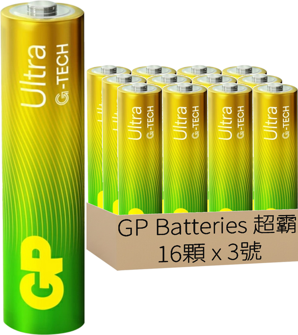 GP Batteries 超霸 特強鹼性電池Ultra 3號, 4顆, 4組