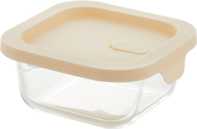 코멧 홈 실리콘 뚜껑에 스팀홀이 있는 사각 내열유리 밀폐용기, 1세트, 520ml