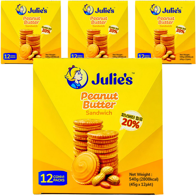 줄리스 피넛버터 샌드위치, 540g, 4개