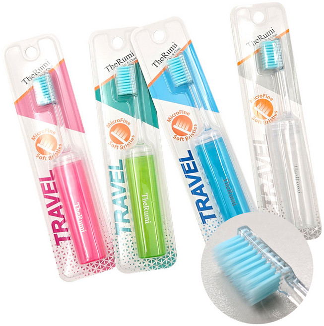 더루미 초극세모 휴대용 칫솔 4종 세트, 1세트, 4개입