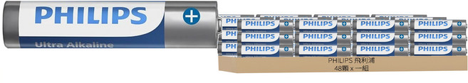 PHILIPS 飛利浦 台灣公司貨 4號鹼性電池, 48顆, 1組