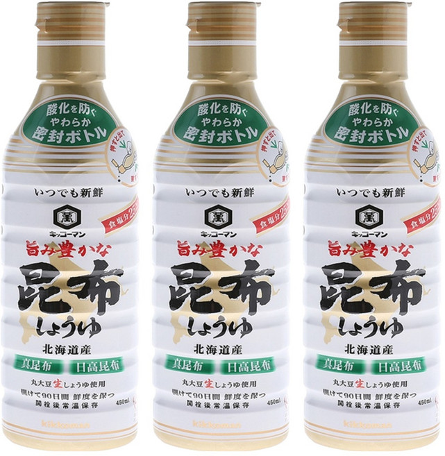 기꼬만 다시마맛 생간장소스, 450ml, 3개