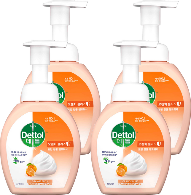 데톨 포밍항균 핸드워시 오렌지블리스, 250ml, 4개
