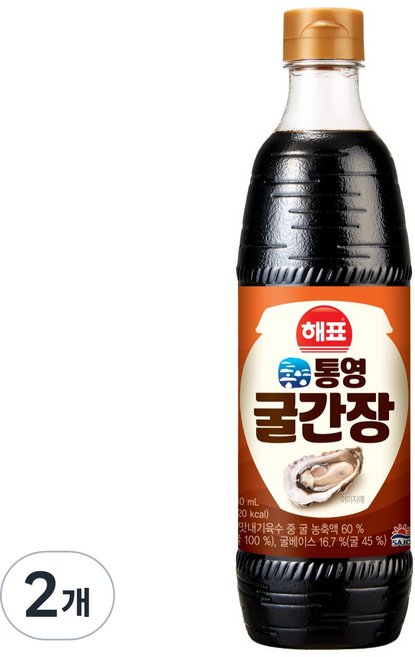 해표 통영 굴간장, 2개, 840ml