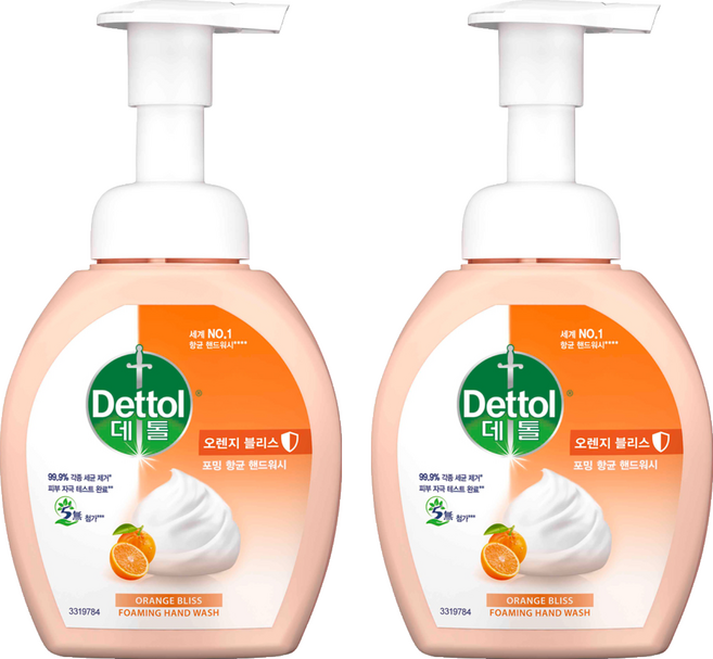 데톨 포밍항균 핸드워시 오렌지블리스, 250ml, 2개