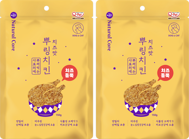 네츄럴코어 반려동물 뿌링치킨 토퍼간식, 치즈, 150g, 2개