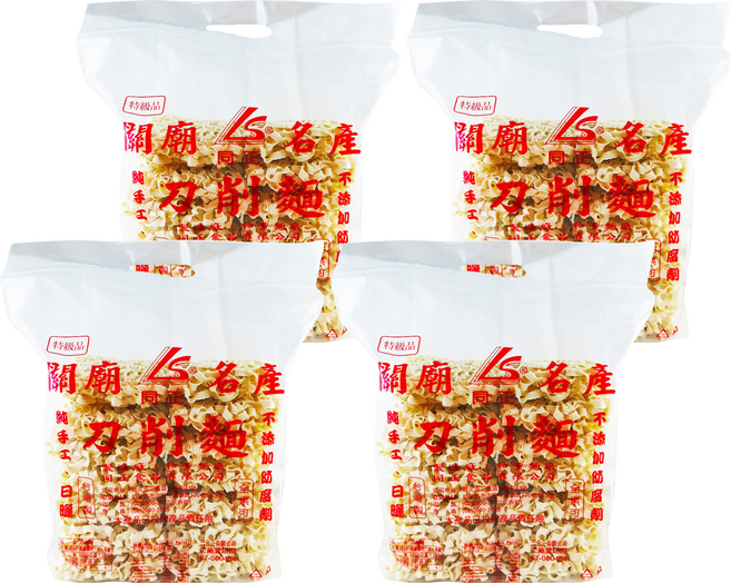 同正 關廟刀削麵 純手工日曬 麵身耐煮 拉鏈袋包裝, 1.2kg, 4包