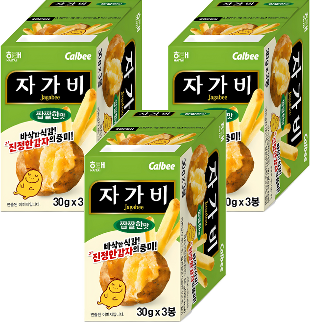 Calbee 卡樂比 Jagabee 鹹味薯條, 90g, 3盒