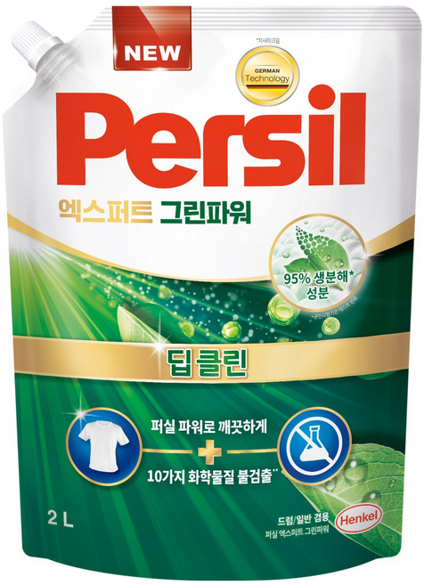 Persil 寶瀅 韓國原裝進口 綠力潔淨洗衣精補充包 一般洗衣機專用, 2L, 1包