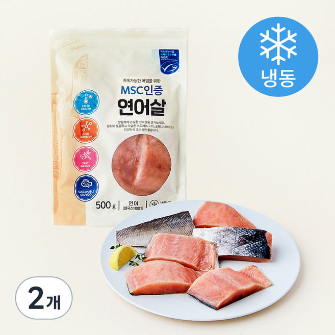 PRIMIE어 미국 MSC인증 연어살(냉동), 500g, 2개