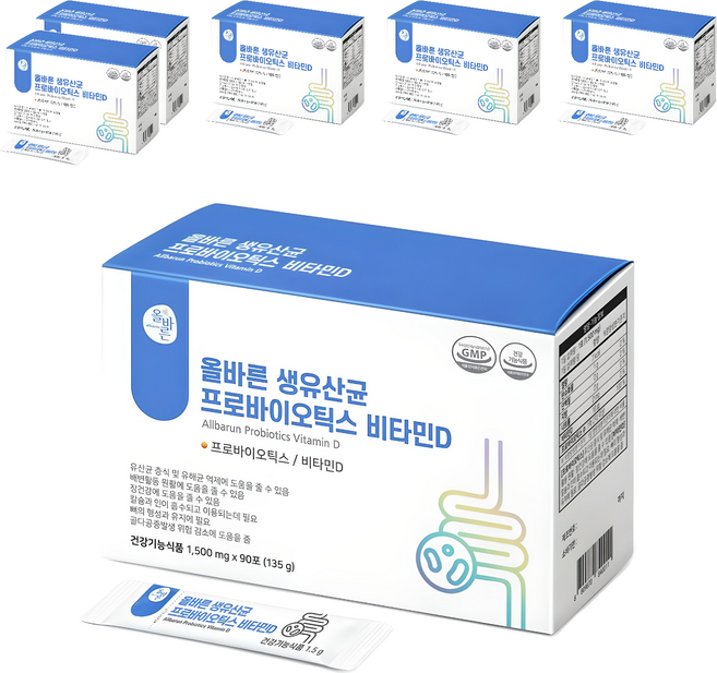 올바른건강식품 생유산균 프로바이오틱스 비타민D 90p, 135g, 6개