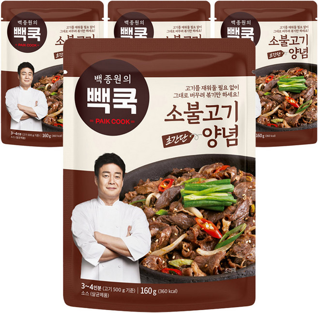빽쿡 백종원의 소불고기양념, 160g, 4개