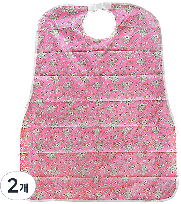 편리안 에이프런 방수 앞치마 턱받이 핑크플라워, 2개