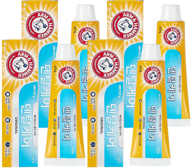 유한양행 암앤해머 덴탈케어 오리지날 치약, 127g, 4개