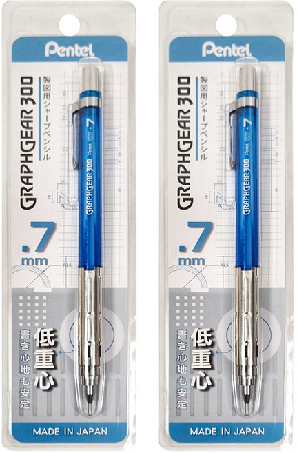 Pentel 飛龍文具 GRAPHGEAR 製圖鉛筆 300 XPG317-TSX 藍桿, 0.7mm, 2支