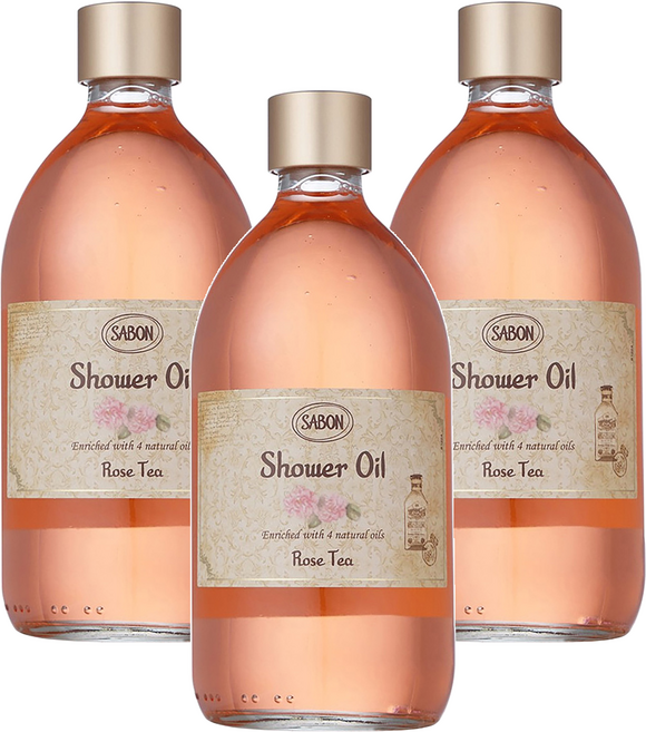 SABON 國際航空版 玫瑰茶語 沐浴油, 500ml, 3瓶