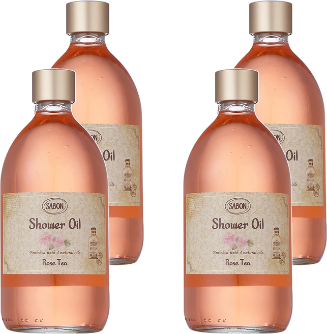 SABON 國際航空版 玫瑰茶語 沐浴油, 500ml, 4瓶