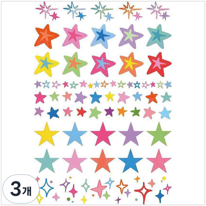 젤루나 컬러풀 미니 별 알록달록 귀여운 파티 축제 타투 스티커, 3개, T-348