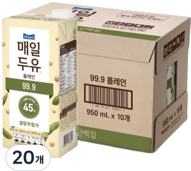 매일두유 99.9 플레인, 950ml, 20개