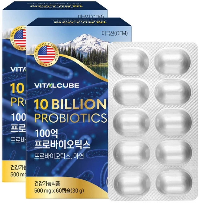 바이탈큐브 100억 프로바이오틱스 유산균 30g, 60정, 2개 - 쿠팡
