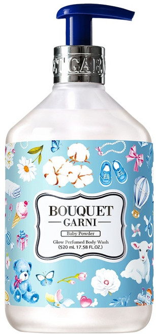 부케가르니 글로우 퍼퓸드 바디워시 베이비파우더, 520ml, 1개