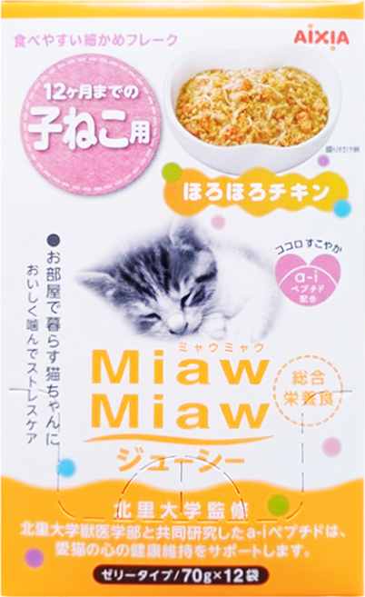 MIAWMIAW AiXiA 妙喵主食軟包 幼貓, 雞肉 + 鰹魚, 70g, 12包