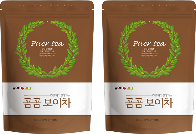 gomgom 普洱茶三角茶包 1.5g x 100包, 2袋