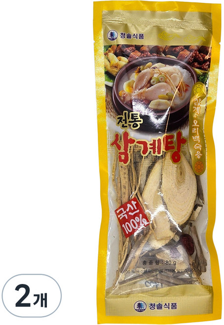 청솔식품 국산 100% 전통 백숙 삼계탕 육수 재료 원물형, 80g, 2개