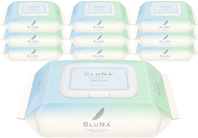 블루나 스무딩 프리미엄 아기물티슈 캡형, 70g, 72매, 10개