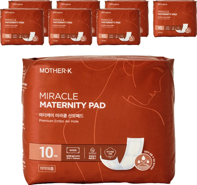 마더케이 여성용 미라클 산모패드, FREE(onesize), 10매입, 8개 - 쿠팡