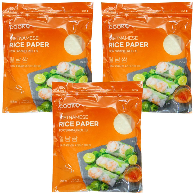 쿡샵 월남쌈 라이스페이퍼 원형, 300g, 3개