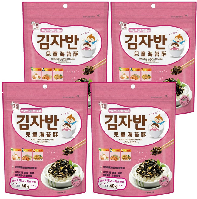 韓味不二 兒童海苔酥, 混合口味, 40g, 4包