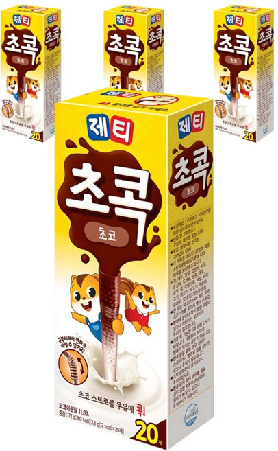 제티 초콕 초코 스트로우, 3.6g, 20개입, 4개