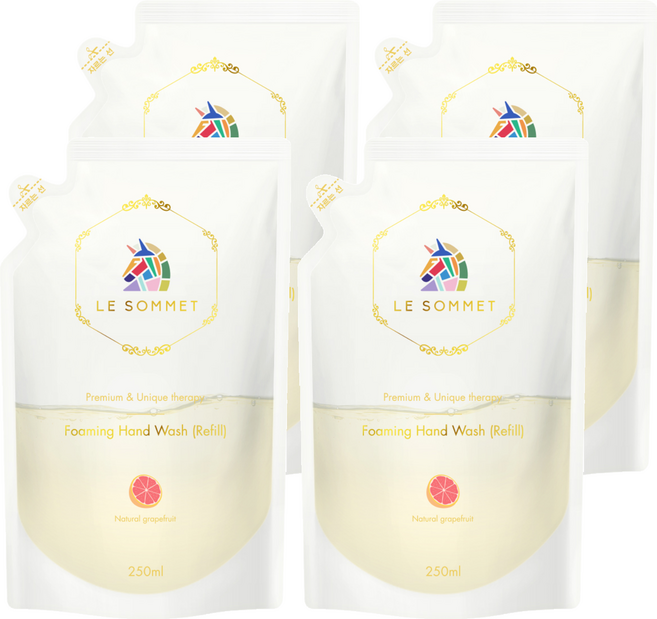 르소메 프리미엄 포밍 핸드워시 리필용, 자몽향, 250ml, 4개
