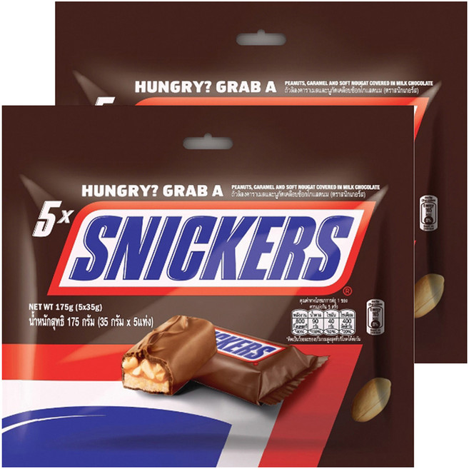 스니커즈 땅콩 초콜릿, 175g, 2개