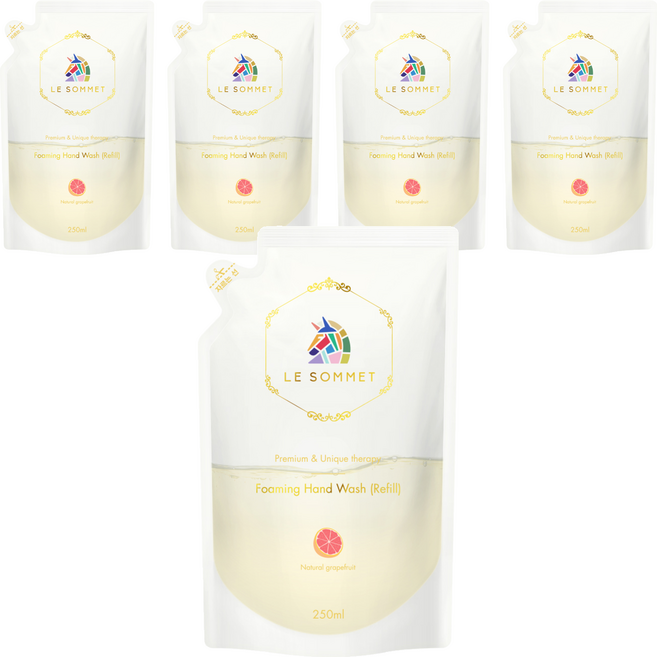 르소메 프리미엄 포밍 핸드워시 리필용, 자몽향, 250ml, 5개