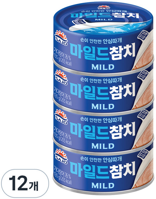 사조 마일드참치 안심따개, 135g, 12개