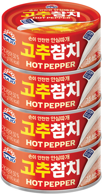 사조참치 고추참치 안심따개, 135g, 4개