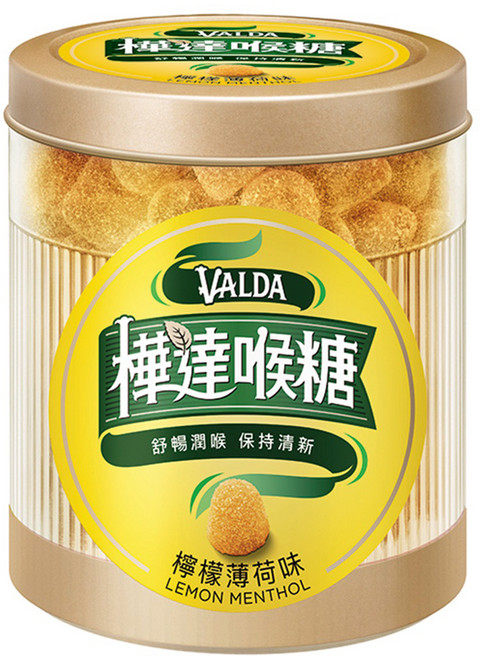 VALDA 樺達 軟喉糖 檸檬薄荷口味, 160g, 1罐
