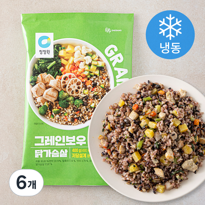 청정원 그레인보우 닭가슴살 2개입 (냉동), 400g, 6개