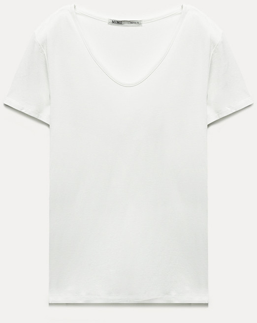 MIXXO 女款嫘縈V領修身短袖T恤