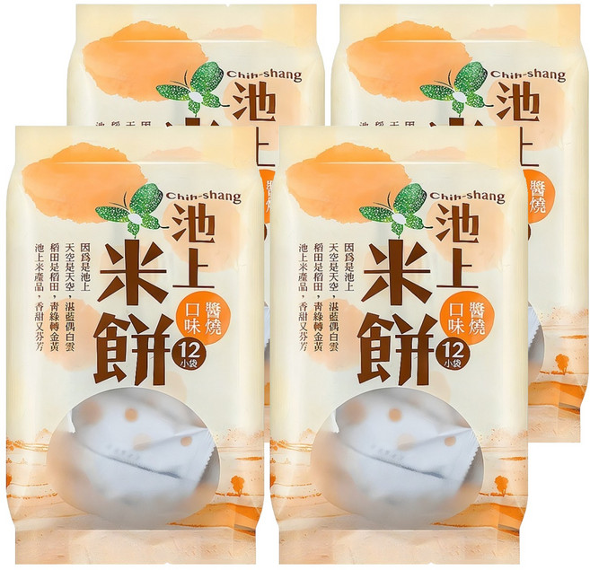 池上鄉農會 池上米餅 醬燒口味, 106g, 4袋
