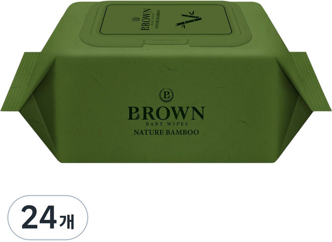 브라운 네이처 밤부 아기 물티슈 휴대형, 73g, 20매, 24개