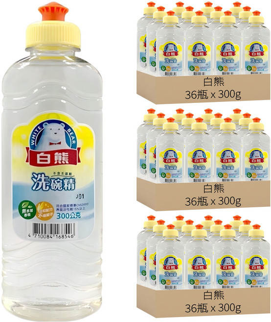 白熊 洗碗精, 300g, 108瓶