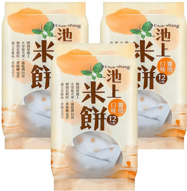 池上鄉農會 池上米餅 醬燒口味, 106g, 3袋