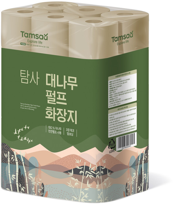 탐사 대나무 펄프 화장지 3겹 30m, 30개입, 1개