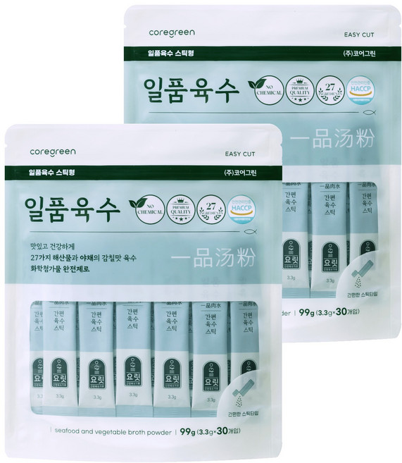 요릿 일품육수 파우치 30p, 99g, 2개