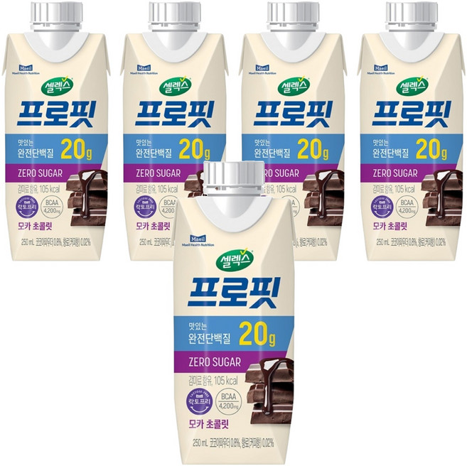 Selex 無糖牛奶蛋白飲 摩卡巧克力口味, 5瓶, 250ml