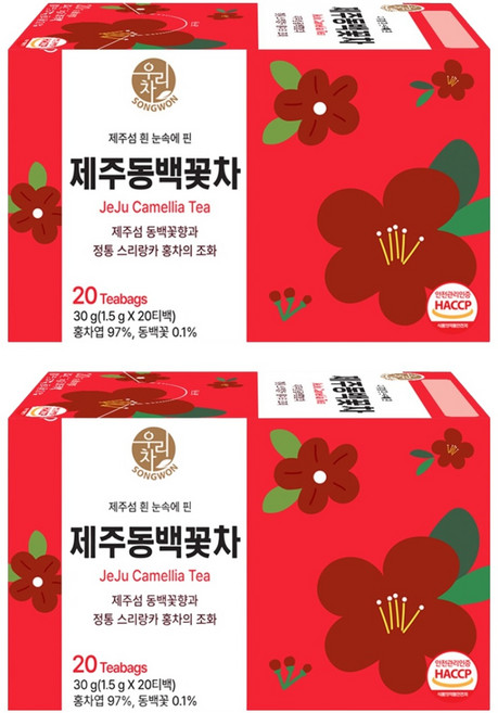 우리차 제주 동백꽃차, 2개, 20개입, 1.5g